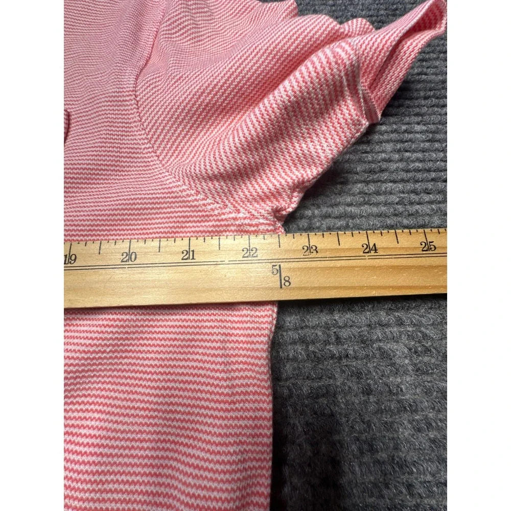 Banana Republic Polo Shirt Men Large Coral Reef Organic Cotton Pique Mini Stripe
